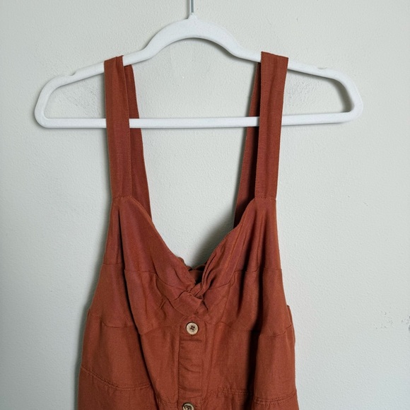 Maeve Rust Linen Blend Mini Dress Size Large - Picture 3 of 9